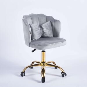 MebleMWM Krzesło obrotowe muszelka DC-6091S | Welur szary #20 | Złota noga | Outlet