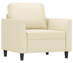 Sofa 4-osobowa z poduszkami, kremowa, sztuczna skÃ³ra