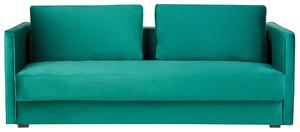 Sofa welurowa rozkładana 3-osobowa z pojemnikiem funkcją spania zielona Eksjo Beliani
