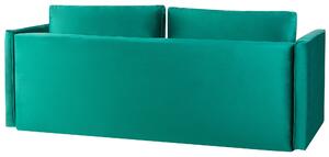 Sofa welurowa rozkładana 3-osobowa z pojemnikiem funkcją spania zielona Eksjo Beliani