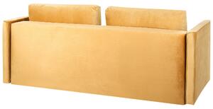 Sofa welurowa rozkładana 3-osobowa z pojemnikiem funkcją spania żółta Eksjo Beliani