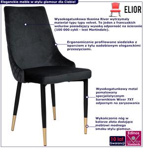 Czarne welurowe krzesło w stylu glamour - Mosi