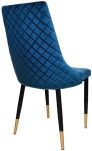 Granatowe metalowe krzesło tapicerowane do jadalni - Mosi