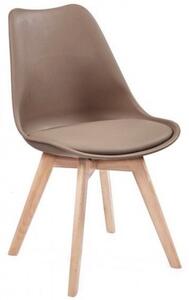 Krzesło KRIS brązowe z poduszką z eko skóry nogi bukowe