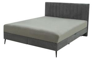 Łóżko szare z toperem CINDY FUNDAMENTO 160x200 cm