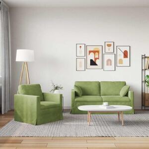 Modularna sofa aksamitna w kolorze jasnozielonym z czarnymi akcentami
