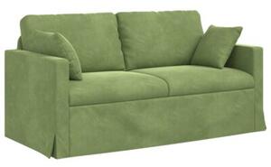Modularna sofa aksamitna w kolorze jasnozielonym z czarnymi akcentami