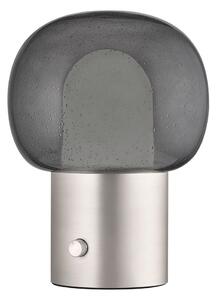 Aluminiowa lampa stołowa LED w kolorze srebra ze szklanym kloszem (wysokość 32 cm) Iris – Blomus