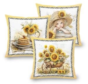 Zestaw 3 poszewek na poduszki SUNFLOWERS 45 x 45 cm