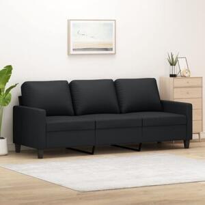 Sofa, 3-osobowa czarna, 180 cm, obita sztucznÄ skÃ³rÄ