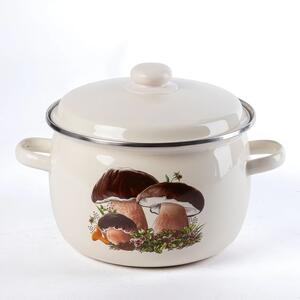 Garnek emaliowany z pokrywką GRZYBY 3,5 l