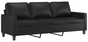 Sofa, 3-osobowa czarna, 180 cm, obita sztucznÄ skÃ³rÄ