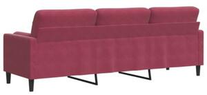 Sofa 3-osobowa z poduszkami, winna czerwieÅ, 210 cm, aksamit
