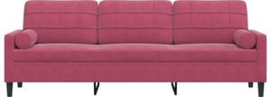 Sofa 3-osobowa z poduszkami, winna czerwieÅ, 210 cm, aksamit