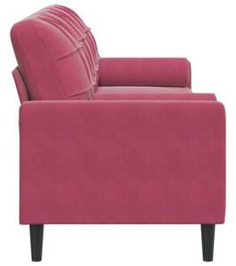 Sofa 3-osobowa z poduszkami, winna czerwieÅ, 210 cm, aksamit