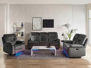 Zestaw mebli do salonu sofa dla 2 i 3 osób fotel rozkładane LED ciemnoszary Bergen Beliani