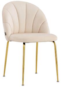 Krzesło Glamour beżowe C-905 / welur, złote nogi