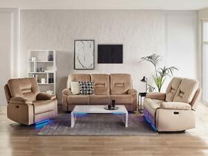 Zestaw mebli do salonu sofa dla 2 i 3 osób fotel rozkładane LED beżowy Bergen Beliani
