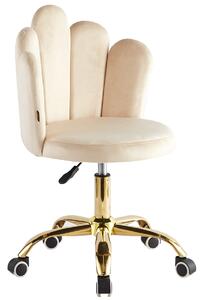 MebleMWM Krzesło obrotowe muszelka DC-6092S beżowy welur, złote nogi