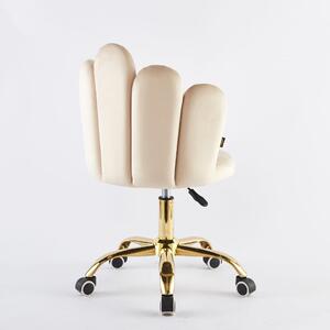 MebleMWM Krzesło obrotowe muszelka DC-6092S beżowy welur, złote nogi
