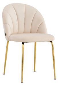 EMWOmeble Krzesło Glamour beżowe C-905 / welur, złote nogi