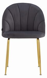 EMWOmeble Krzesło Glamour szare C-905 / welur, złote nogi