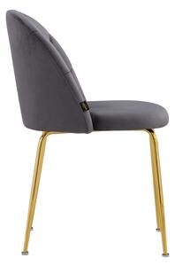 EMWOmeble Krzesło Glamour szare C-905 / welur, złote nogi