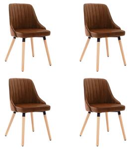 Krzesła stołowe, 4 szt., brązowe, aksamitne