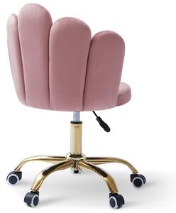 MebleMWM Krzesło obrotowe muszelka DC-6092S | Różowy welur #39 | Złote nogi | Outlet