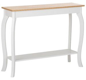 Konsola stolik z półką 100 x 30 cm styl prowansalski jasne drewno z białym Hartford Beliani