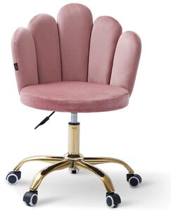 MebleMWM Krzesło obrotowe muszelka różowe #39 DC-6092S złote nogi, welur