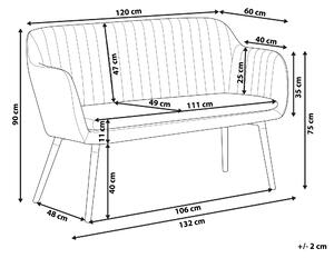 Sofa 2-osobowa welurowa szara metalowa rama drewniane nogi kuchenna ławka Taby Beliani