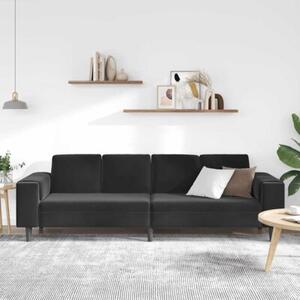 Nowoczesna sofa do salonu w kolorze czarnym, 4-miejscowa z poduszkami i odpornym na wilgoÄ materiaÅem