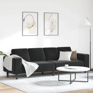 Nowoczesna sofa do salonu w kolorze czarnym, 4-miejscowa z poduszkami i odpornym na wilgoÄ materiaÅem