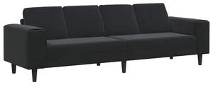 Nowoczesna sofa do salonu w kolorze czarnym, 4-miejscowa z poduszkami i odpornym na wilgoÄ materiaÅem