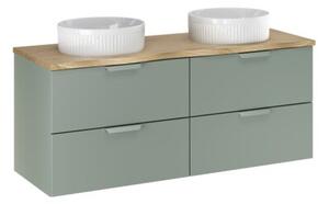 Zestaw mebli łazienkowych 120cm z blatem i 2 umywalkami nablatowymi Beyond Aster Green