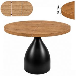 Stół 120/170 cm okrągły rozkładany, blat 3,6 cm, Metalowa podstawa "Kielich" I ArtDHome