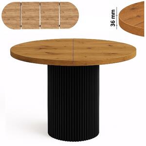 Stół 100/200 cm okrągły rozkładany, blat 3,6 cm, podstawa Metalowa „ Kolumna ” I ArtDHome