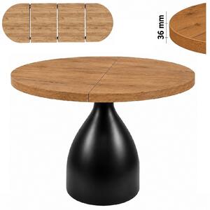 Stół 120/190 cm okrągły rozkładany, blat 3,6 cm, Metalowa podstawa "Kielich" I ArtDHome