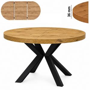 Stół 80/130 cm okrągły rozkładany, blat 3,6 cm, nogi Metalowe „ Krzyżak ” I ArtDHome