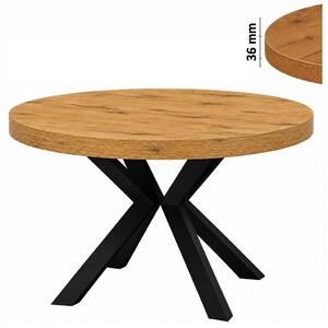 Stół 80 cm okrągły nierozkładany, blat 3,6 cm, nogi Metalowe „ Krzyżak ” I ArtDHome