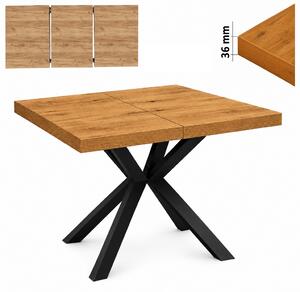 Stół 80x80/130 cm kwadratowy rozkładany, blat 3,6 cm, nogi Metalowe „ Krzyżak ” I ArtDHome