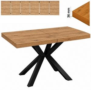Stół 70x120/320 cm prostokątny rozkładany, blat 3,6 cm, nogi Metalowe „ Krzyżak ” I ArtDHome
