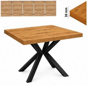 Stół 80x80/230 cm kwadratowy rozkładany, blat 3,6 cm, nogi Metalowe „ Krzyżak ” I ArtDHome