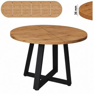 Stół 100/300 cm okrągły rozkładany, blat 3,6 cm, nogi Metalowe „ X Łączone ” | ArtD Home
