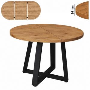 Stół 80/130 cm okrągły rozkładany, blat 3,6 cm, nogi Metalowe „X Łączone ” I ArtDHome
