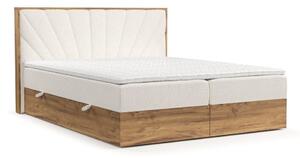 Kremowo-naturalne łóżko boxspring ze schowkiem 160x200 cm Asahi – Maison de Rêve