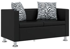 Sofa 2-osobowa ze skÃ³ry syntetycznej, czarna