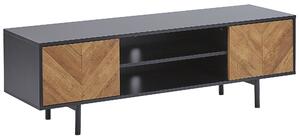 Szafka RTV stolik pod telewizor dwudrzwiowy jasne drewno czarne nóżki Salina Beliani