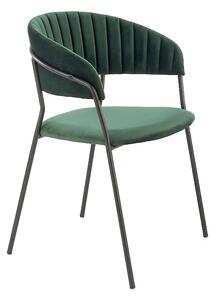 Komplet zielonych aksamitnych metalowych krzeseł 4 szt. - Eledis 3S